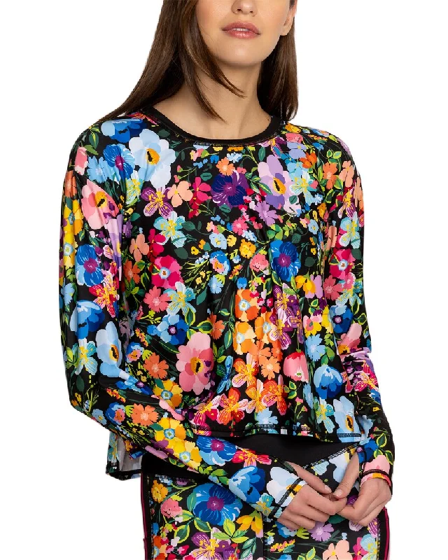 Johnny Was Step Hem T-Shirt V-Neck T-Shirt Long Sleeve Cotton