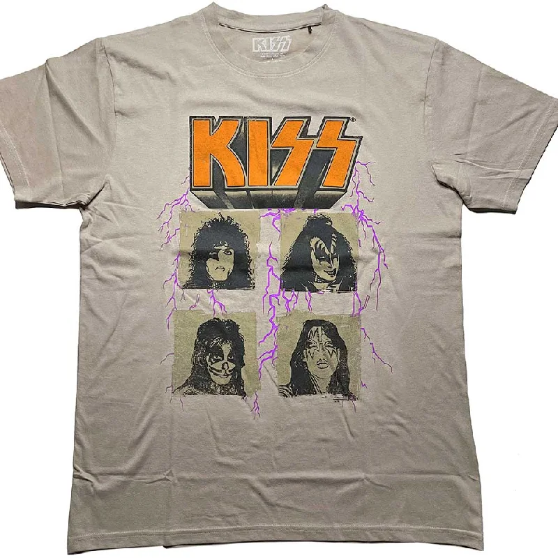 KISS | Official Band T-Shirt | Lightning Photo Zippered Front Buttoned Front Snap Front KISS | Official Band T-Shirt | Lightning Photo Zippered Front Buttoned Front Snap Front