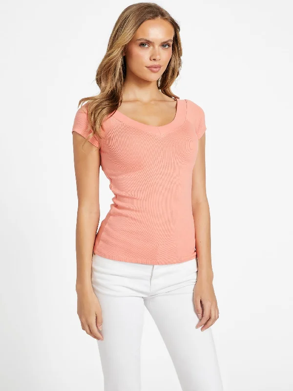 Kora Tee V-Neck T-Shirt Long Sleeve Cotton