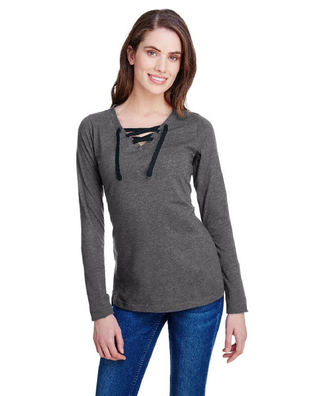 LAT Ladies Long Sleeve Fine Jersey Lace-Up T-Shirt | Vint Smoke/ Blk Rayon Fabric Velvet Fabric Corduroy Fabric LAT Ladies Long Sleeve Fine Jersey Lace-Up T-Shirt | Vint Smoke/ Blk Rayon Fabric Velvet Fabric Corduroy Fabric