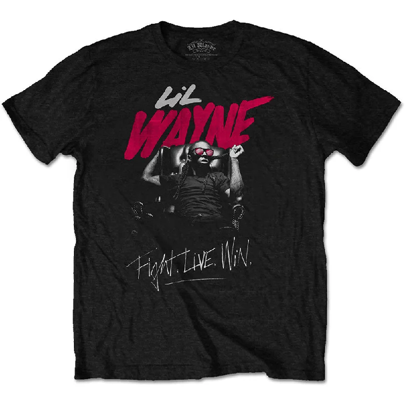 Lil Wayne | Official Band T-Shirt | Fight, Live, Win Graphic T-Shirt Round Neck Polyester Lil Wayne | Official Band T-Shirt | Fight, Live, Win Graphic T-Shirt Round Neck Polyester