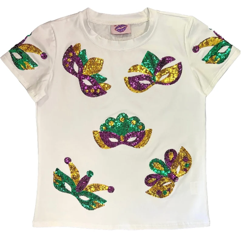 Mardi Gras Mask Tee Welt Pockets Slit Pockets