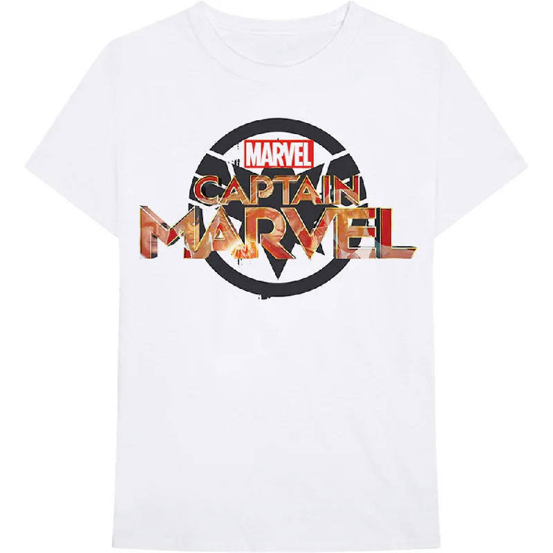 Marvel Comics | Official Band T-Shirt | Captain Marvel New Logo Zippered Front Buttoned Front Snap Front Marvel Comics | Official Band T-Shirt | Captain Marvel New Logo Zippered Front Buttoned Front Snap Front