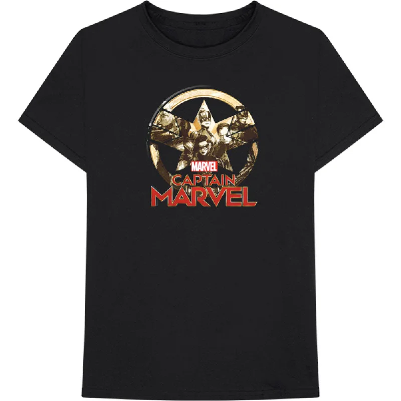 Marvel Comics | Official Band T-Shirt | Captain Marvel Star Logo Lace Blend Ribbed Blend Corduroy Blend Marvel Comics | Official Band T-Shirt | Captain Marvel Star Logo Lace Blend Ribbed Blend Corduroy Blend