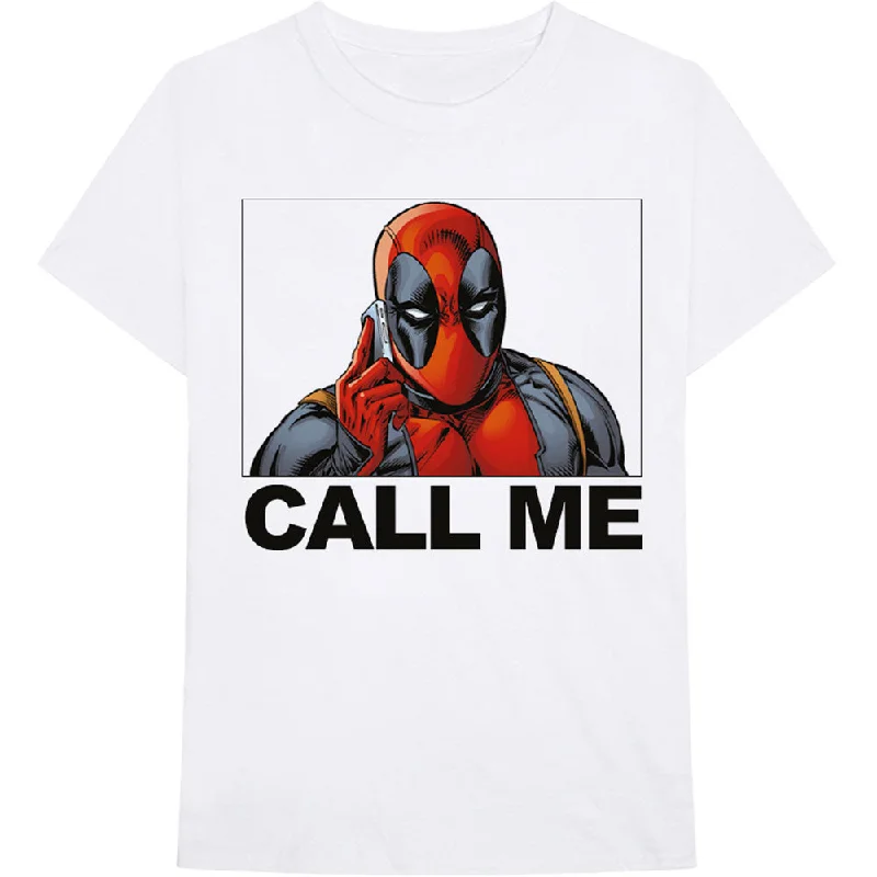 Marvel Comics | Official Band T-Shirt | Deadpool Call Me Zippered Buttoned Snapped