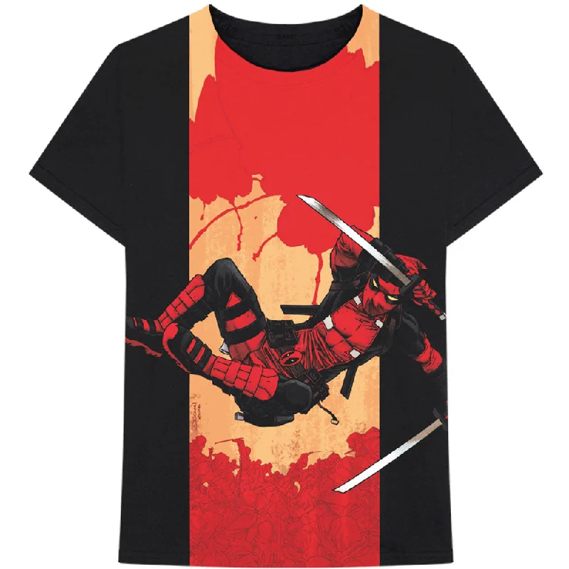 Marvel Comics | Official Band T-Shirt | Deadpool Samurai Mesh Canvas Denim