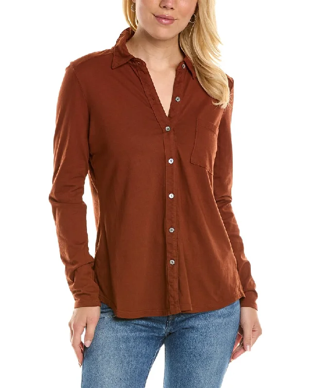 Michael Stars Caroline Button Down T-Shirt Rayon Fabric Velvet Fabric Corduroy Fabric