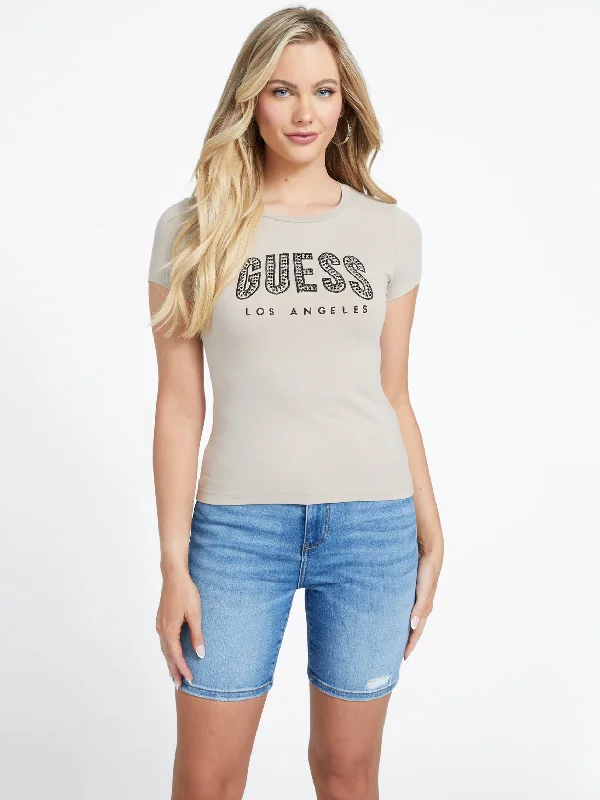 Miraella Sequin Tee Houndstooth Herringbone Solid