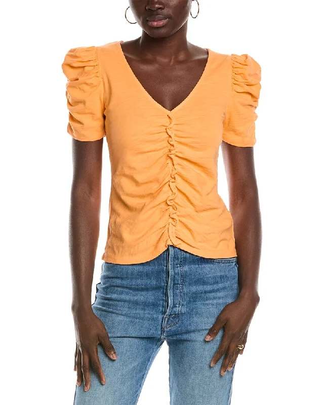 Nation LTD Drew Gathered Romantic T-Shirt Boxy Fit Fitted Loose