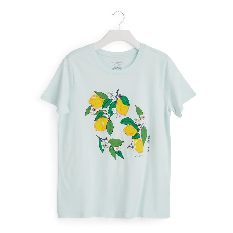 Outlet Cotton Short-Sleeved Graphic T-Shirt Ribbed Striped Patterned