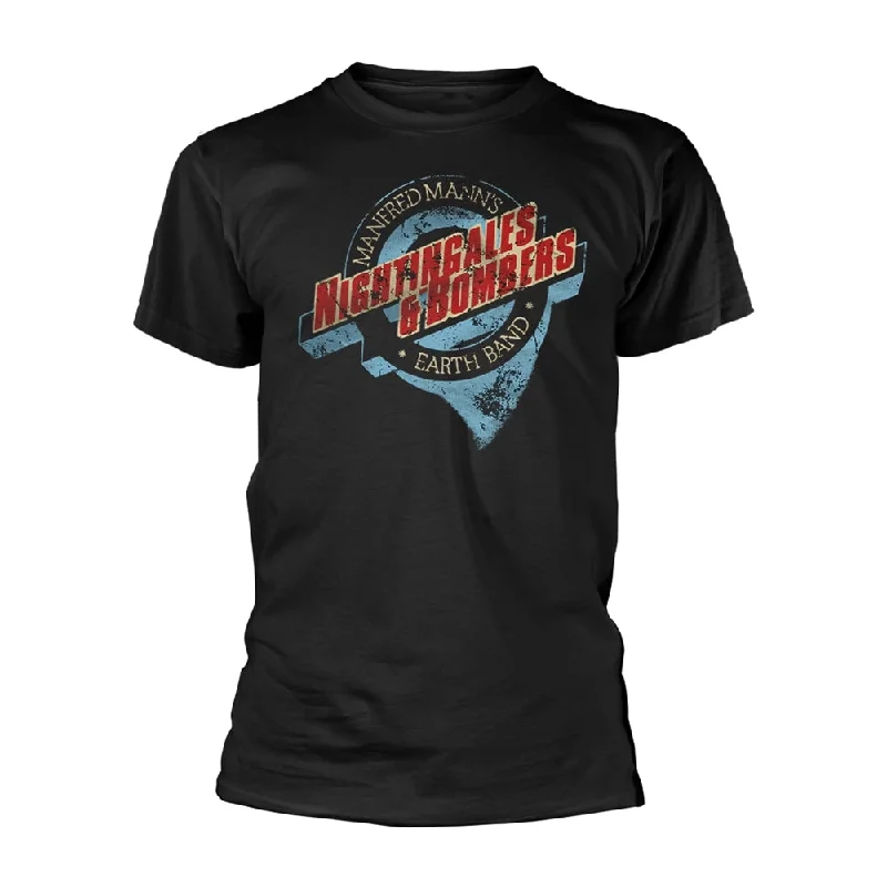 Manfred Mann's Earth Band Unisex T-shirt: Nightingales & Bombers (back print) Cotton Fabric Linen Fabric Terry Fabric Manfred Mann's Earth Band Unisex T-shirt: Nightingales & Bombers (back print) Cotton Fabric Linen Fabric Terry Fabric