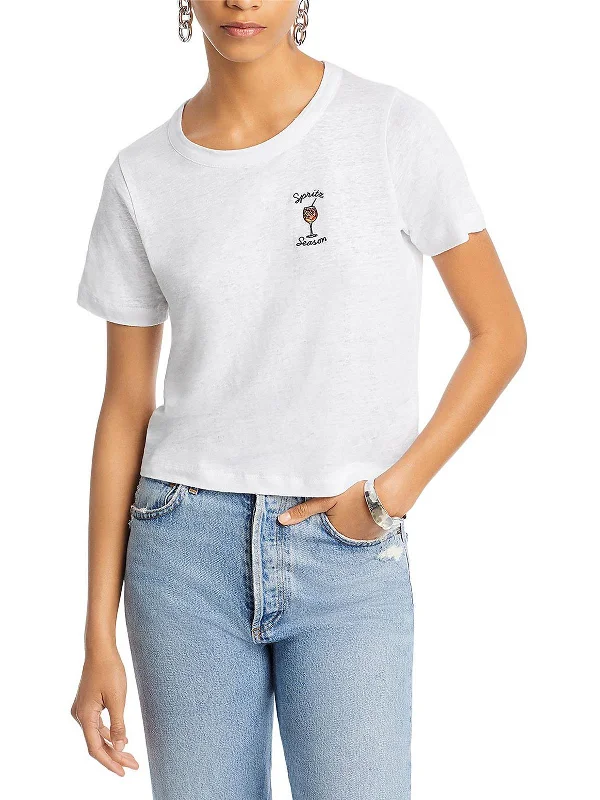 Pineapple Womens Knit Crewneck Graphic T-Shirt Fleece Nylon Spandex
