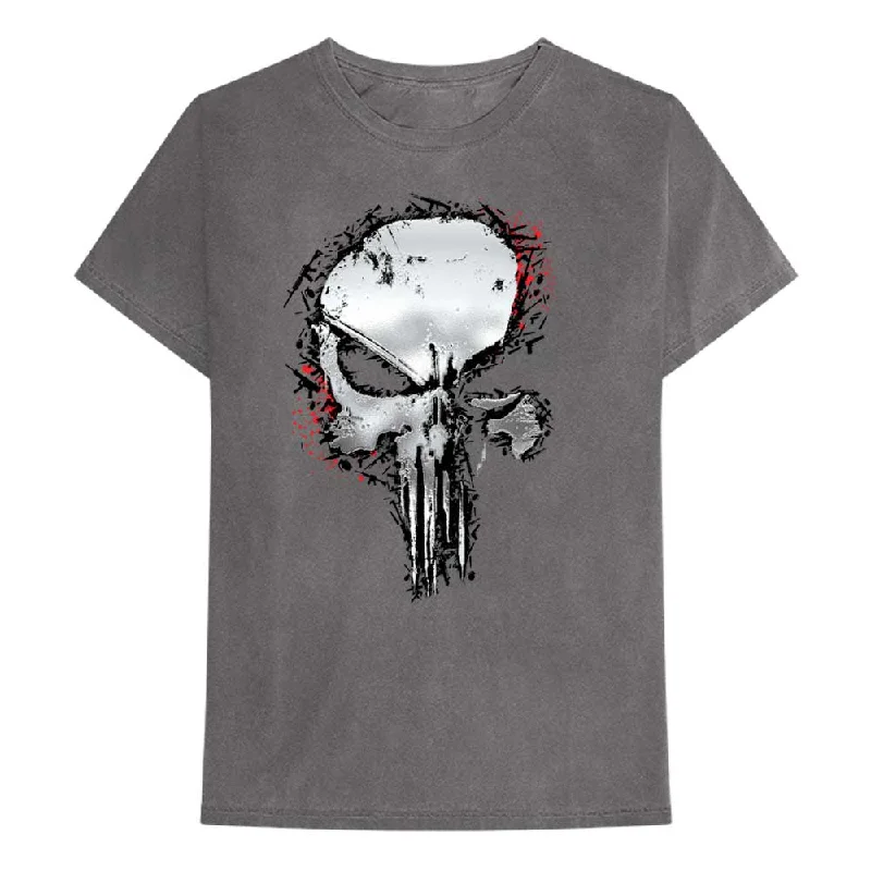 Marvel Comics | Official Band T-Shirt | Punisher Metallic Skull Spandex Blend Rayon Blend Denim Blend Marvel Comics | Official Band T-Shirt | Punisher Metallic Skull Spandex Blend Rayon Blend Denim Blend