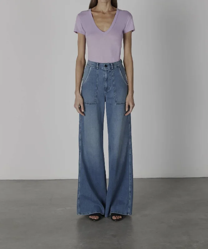 Supima Cotton Perfect V Tee In Lavender Ash Handmade Hand-knitted Hand-woven