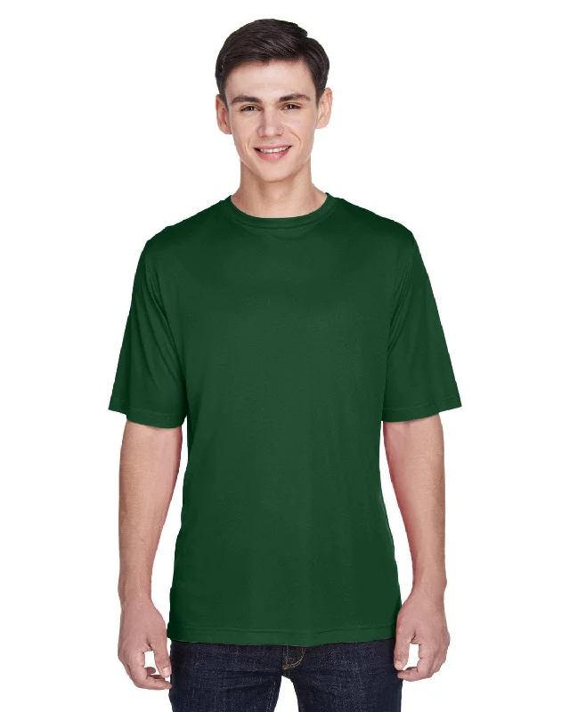 Team 365 Mens Zone Performance T-Shirt | Sport Dark Green Hooded Caped Shawl Collar