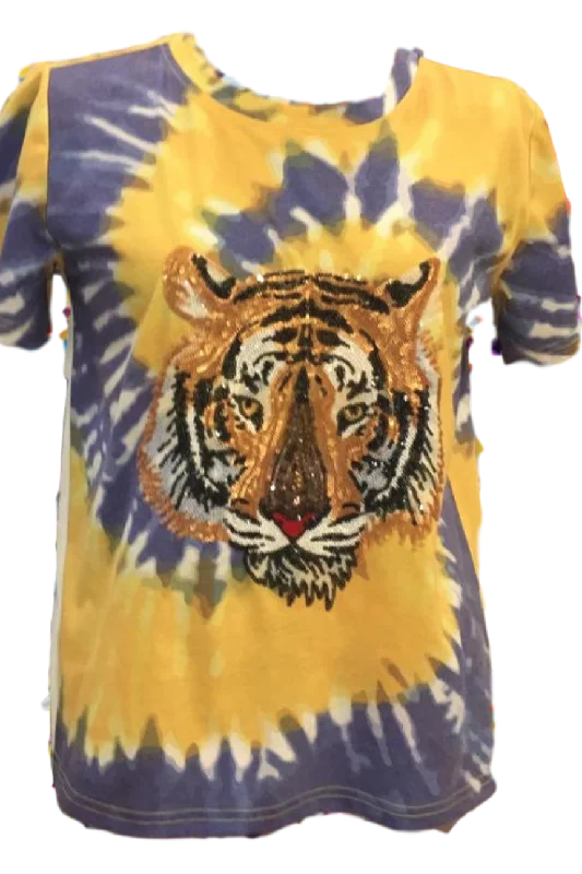 Tie-Dye Tiger Tee Chenille Blend Fleece Blend Nylon Blend