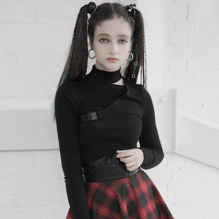 Women's Gothic Spliced Long Sleeved Fitted T-shirts Handmade Hand-knitted Hand-woven Women's Gothic Spliced Long Sleeved Fitted T-shirts Handmade Hand-knitted Hand-woven