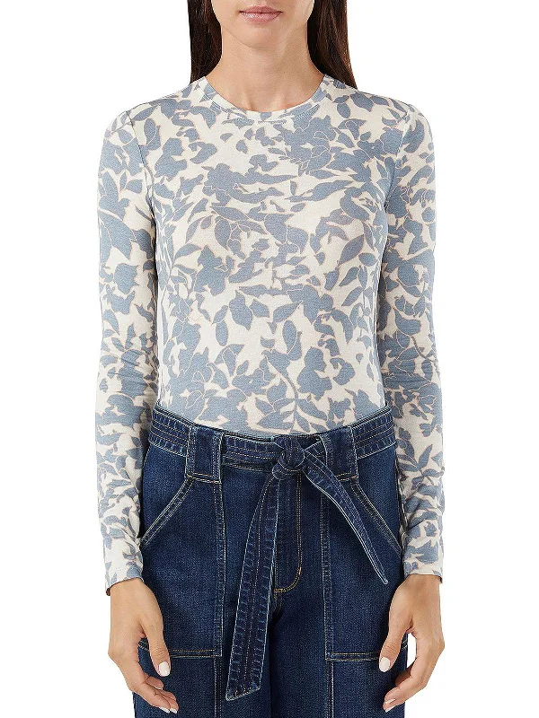 Womens Printed Crewneck T-Shirt Iron Safe Non-Iron Wrinkle Free