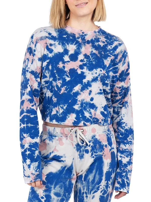Womens Tie-Dye Slouchy T-Shirt Spandex Blend Rayon Blend Denim Blend