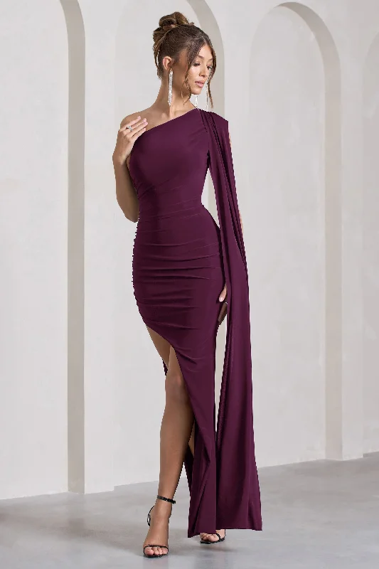 Adelaide | Plum Asymmetric Sleeveless Split Maxi Dress Stylish Boho Chic Maxi Dress