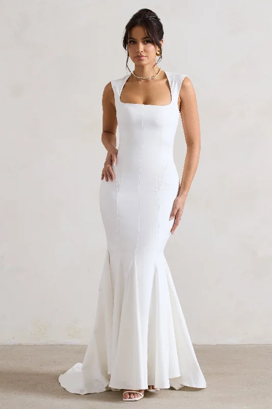 Adore You | Cream Square-Neck Structured Fishtail Maxi Dress Cozy Cold-Shoulder Maxi Dress Adore You | Cream Square-Neck Structured Fishtail Maxi Dress Cozy Cold-Shoulder Maxi Dress