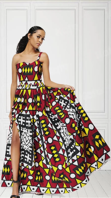 Bella African Print Maxi Dress Fashionable High-Waist Maxi Dress