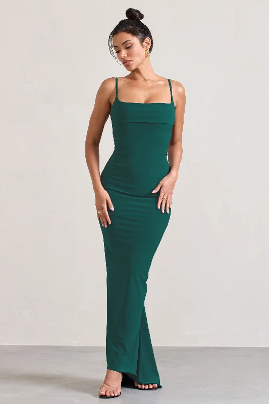 Camera One | Bottle Green Strappy Laced Bodycon Maxi Dress Stylish Long Sleeve Maxi Dress Camera One | Bottle Green Strappy Laced Bodycon Maxi Dress Stylish Long Sleeve Maxi Dress