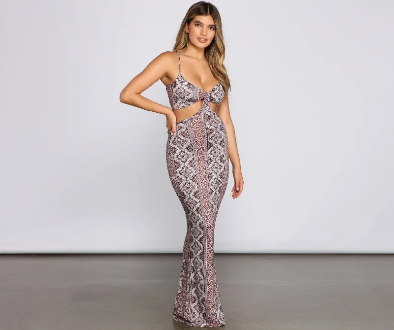 Carefree Bohemian Chic Charming Cutout Maxi Dress Elegant Maxi Dress with Slit