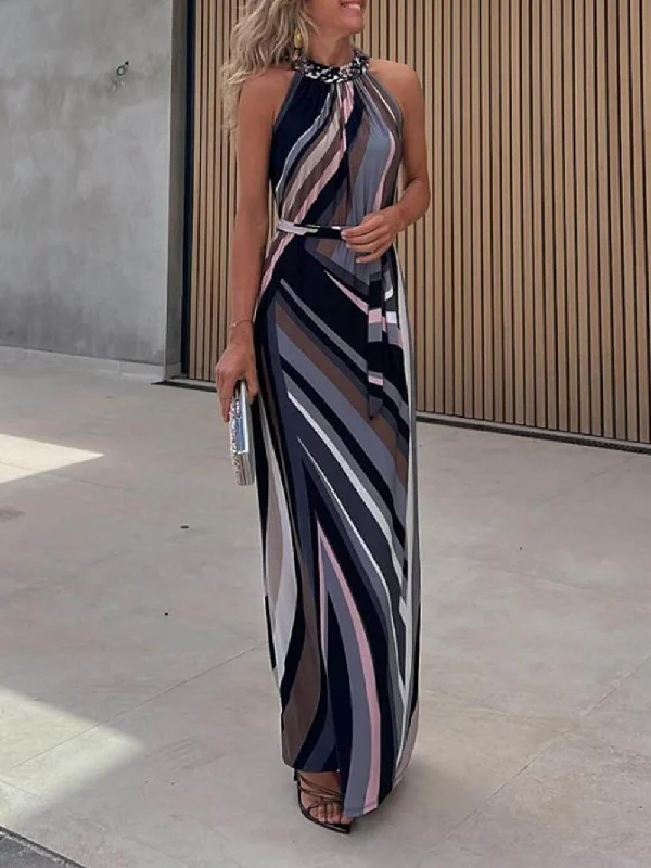Casual Loose Halterneck Striped Graceful Gradient Print Maxi Dress Trendy Floral Print Maxi Dress Casual Loose Halterneck Striped Graceful Gradient Print Maxi Dress Trendy Floral Print Maxi Dress