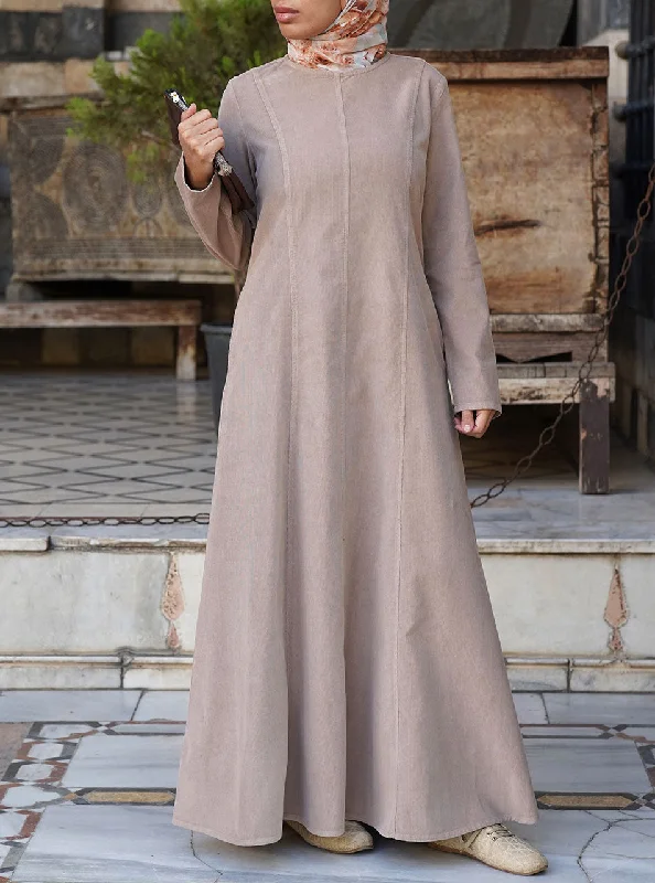 Corduroy Classic Paneled Maxi Dress Fashionable High-Waist Maxi Dress