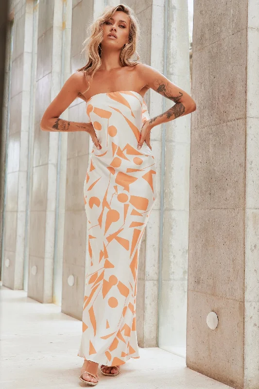 Dawn Maxi Dress - Orange Fashionable Off-Shoulder Maxi Dress