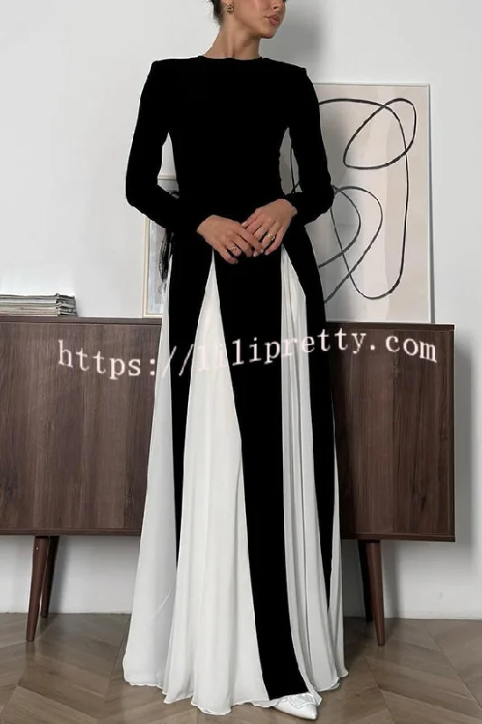 Getting Glam and Elegant Panelled Tulle Long Sleeve A-line Maxi Dress Fashionable Open-Back Maxi Dress Getting Glam and Elegant Panelled Tulle Long Sleeve A-line Maxi Dress Fashionable Open-Back Maxi Dress