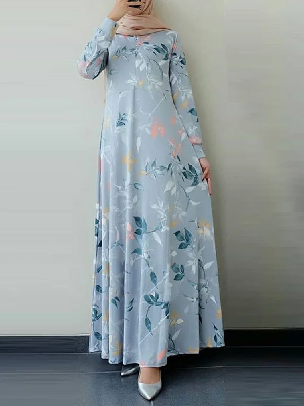 Ethnic Floral Print O-neck Bohemian Casual Long Sleeve Women Maxi Dress Comfortable Bohemian Maxi Dress Ethnic Floral Print O-neck Bohemian Casual Long Sleeve Women Maxi Dress Comfortable Bohemian Maxi Dress