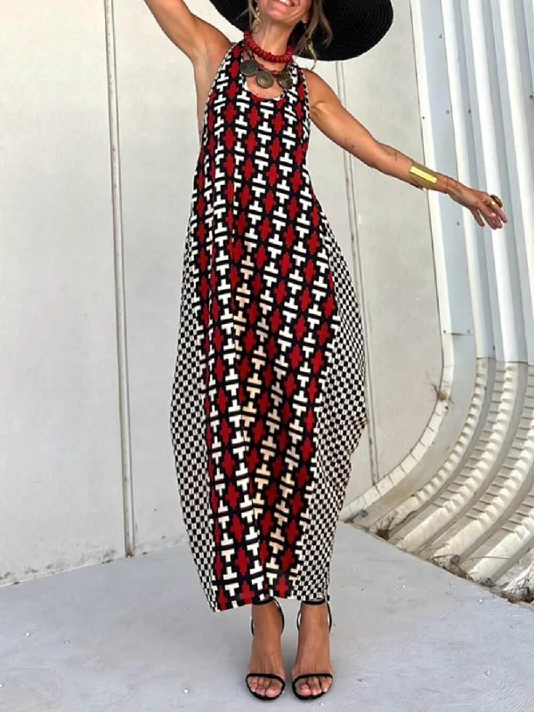 Ethnic Unique Print Lantern Graceful Cut Tank Maxi Dress Elegant Wraparound Maxi Dress Ethnic Unique Print Lantern Graceful Cut Tank Maxi Dress Elegant Wraparound Maxi Dress