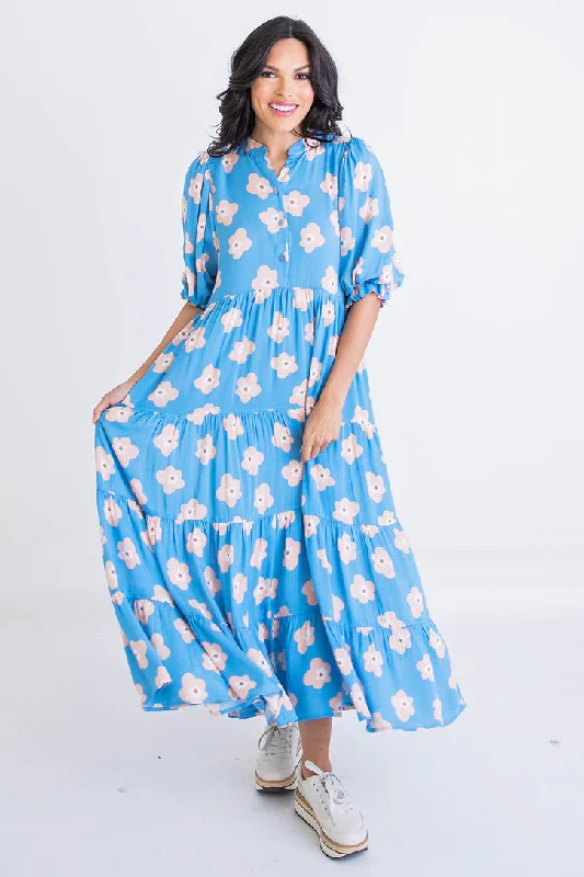 Floral Button Maxi Dress Elegant Boho Maxi Dress