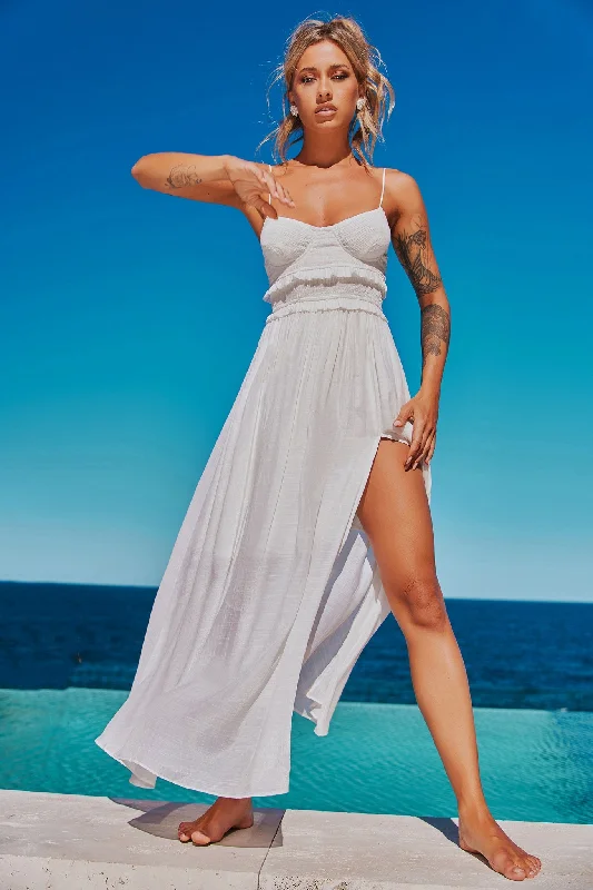 Ios Maxi Dress - White Comfortable Casual Maxi Dress