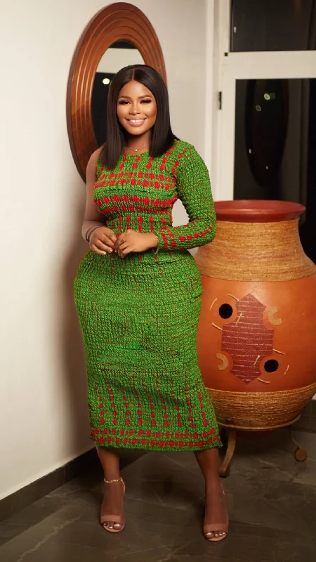 Kenya African Print Maxi Dress (Green) Elegant Velvet Maxi Dress