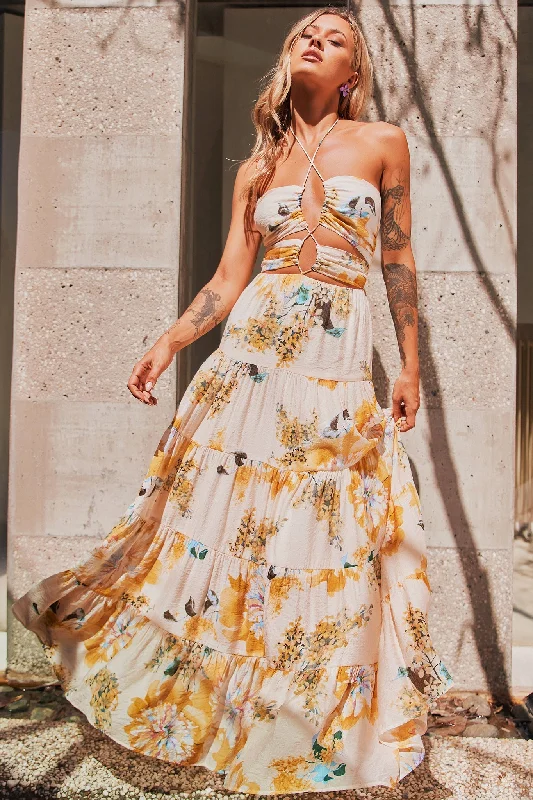 Like A Dream Maxi Dress - Beige Classic V-Neck Maxi Dress