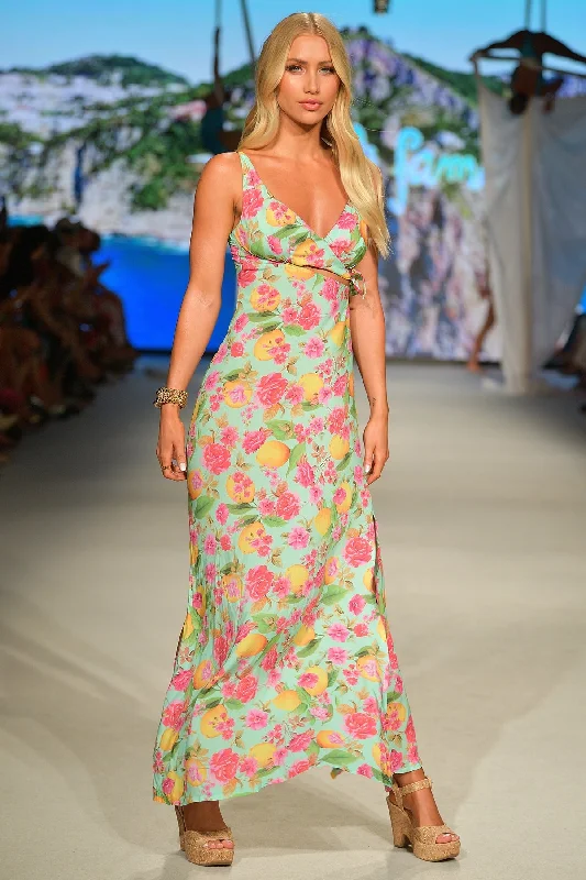 LIMONCELLO - Peek-a-boo Tie Back Maxi Dress • Multicolor Runway Fashionable Halter Neck Maxi Dress LIMONCELLO - Peek-a-boo Tie Back Maxi Dress • Multicolor Runway Fashionable Halter Neck Maxi Dress