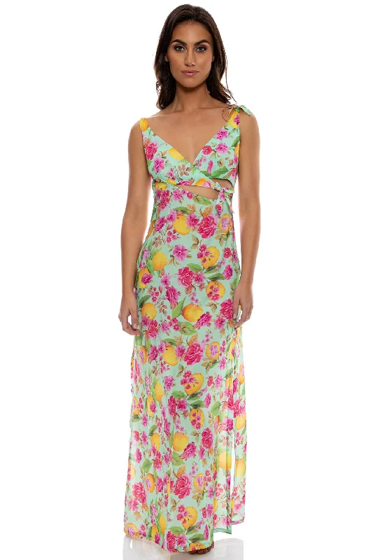 LIMONCELLO - Peek A Boo Tie Back Maxi Dress • Multicolor Chic Summer Maxi Dress