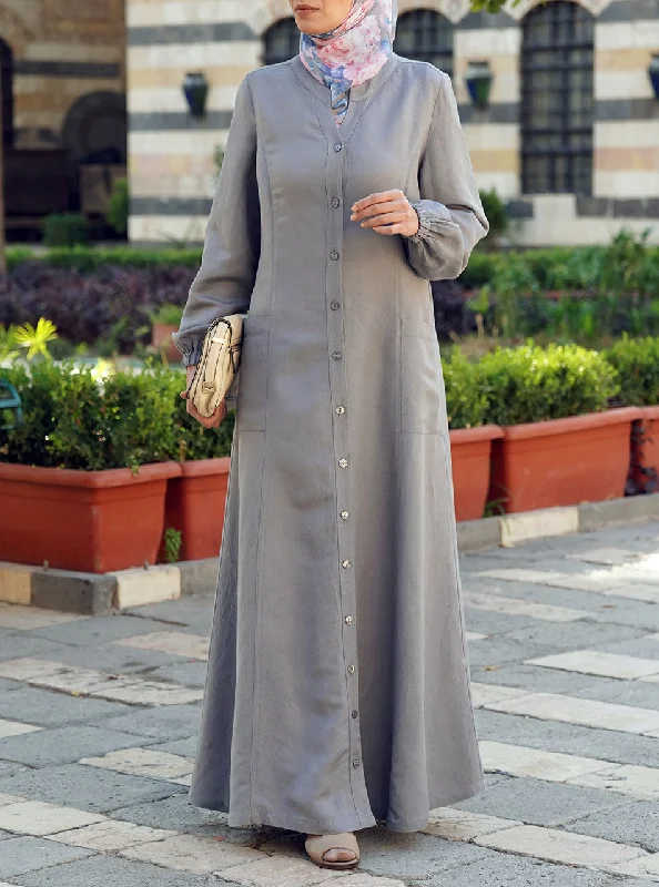 Linen Buttoned Maxi Dress Fashionable Chiffon Maxi Dress