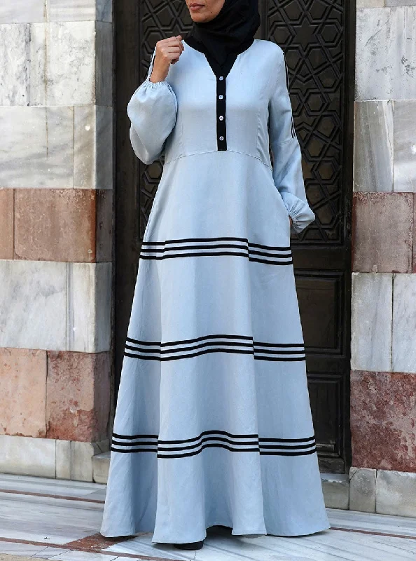 Linen Maxi Dress with Contrast Trim Fashionable Off-Shoulder Maxi Dress