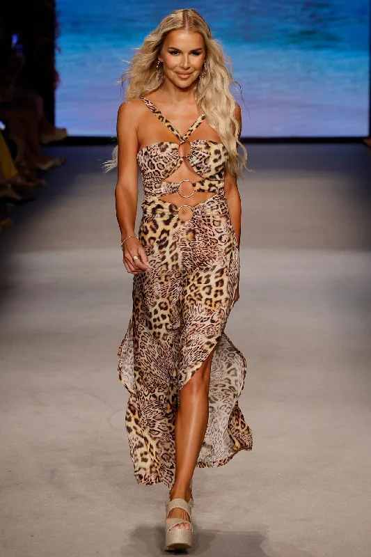 MAMACITA - Bandeau Ring Maxi Dress • Multicolor Runway Chic Button-Up Maxi Dress