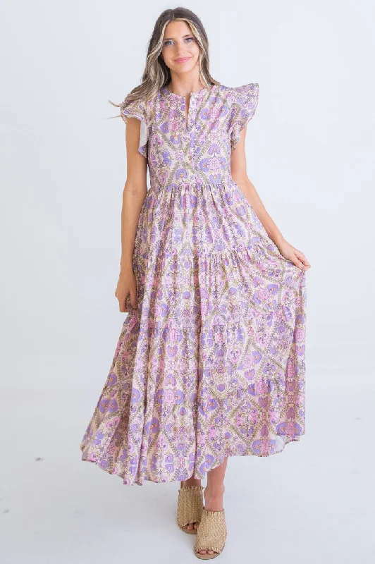 Medallion Floral Maxi Dress Chic Boho Print Maxi Dress