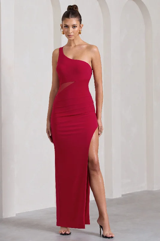 My Night | Red One Shoulder Sleeveless Cut-Out Split Maxi Dress Stylish Off-Shoulder Maxi Dress My Night | Red One Shoulder Sleeveless Cut-Out Split Maxi Dress Stylish Off-Shoulder Maxi Dress