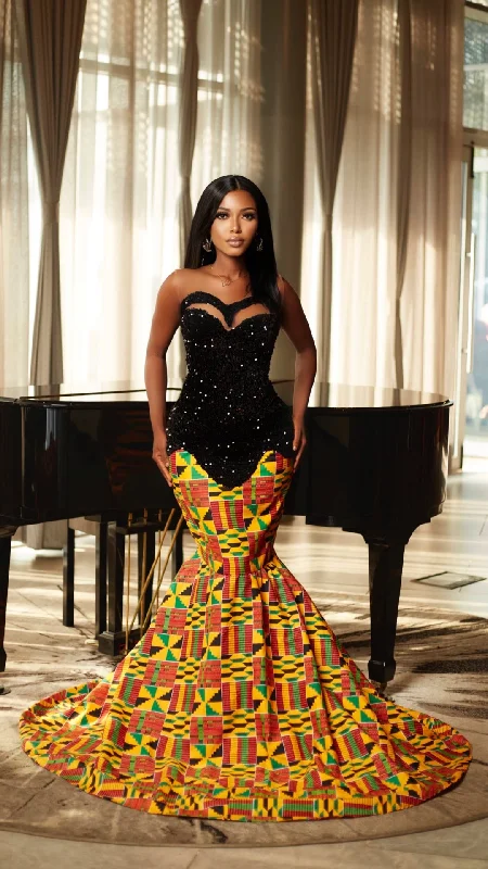 Naomi African Print Maxi Dress Comfortable Fit-and-Flare Maxi Dress