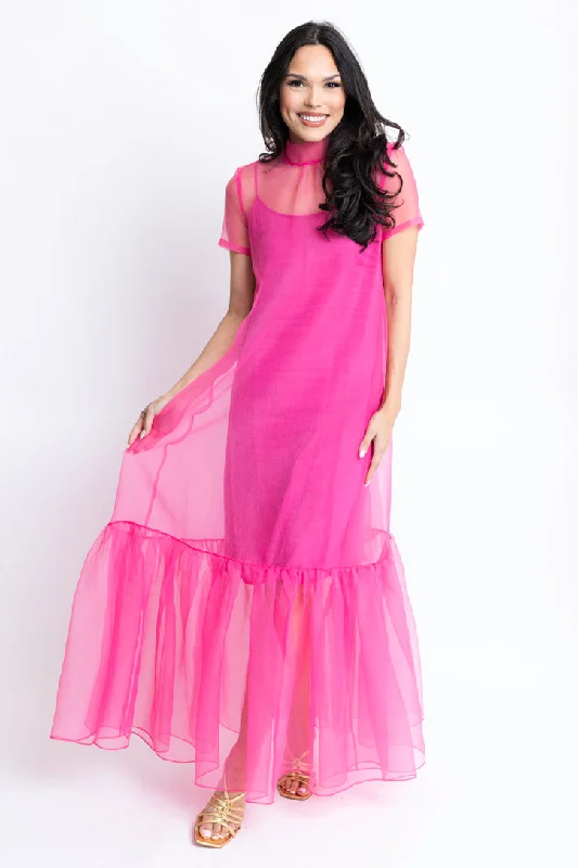 Organza Bow Maxi Dress Fashionable Layered Maxi Dress