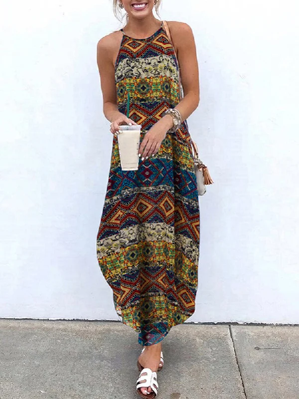 S-5xl Casual Print Sleeveless Strap Women Maxi Dress Fashionable Open-Back Maxi Dress S-5xl Casual Print Sleeveless Strap Women Maxi Dress Fashionable Open-Back Maxi Dress