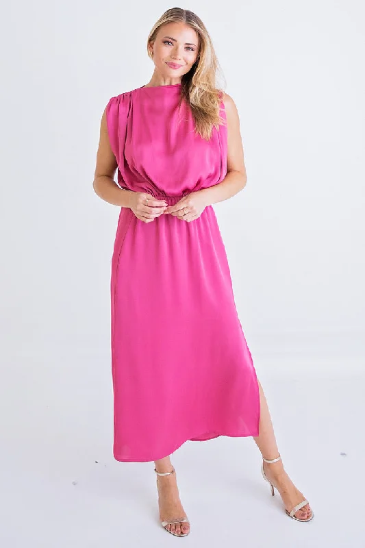 Satin Sleeveless Maxi Dress Chic Boho Print Maxi Dress