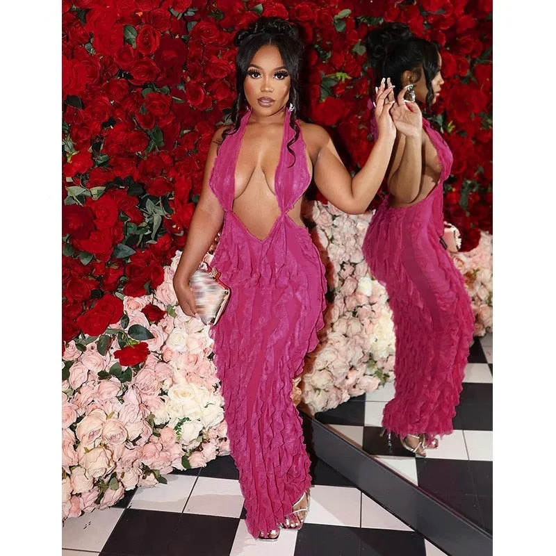 Sexy Halter Low Cut Backless Maxi Dress Women Sleeveless Pleated Slim Fit Robe 2023 Summer Beach Birthday Luxury Y2K Clothes Comfortable Maxi Dress with Sleeves Sexy Halter Low Cut Backless Maxi Dress Women Sleeveless Pleated Slim Fit Robe 2023 Summer Beach Birthday Luxury Y2K Clothes Comfortable Maxi Dress with Sleeves